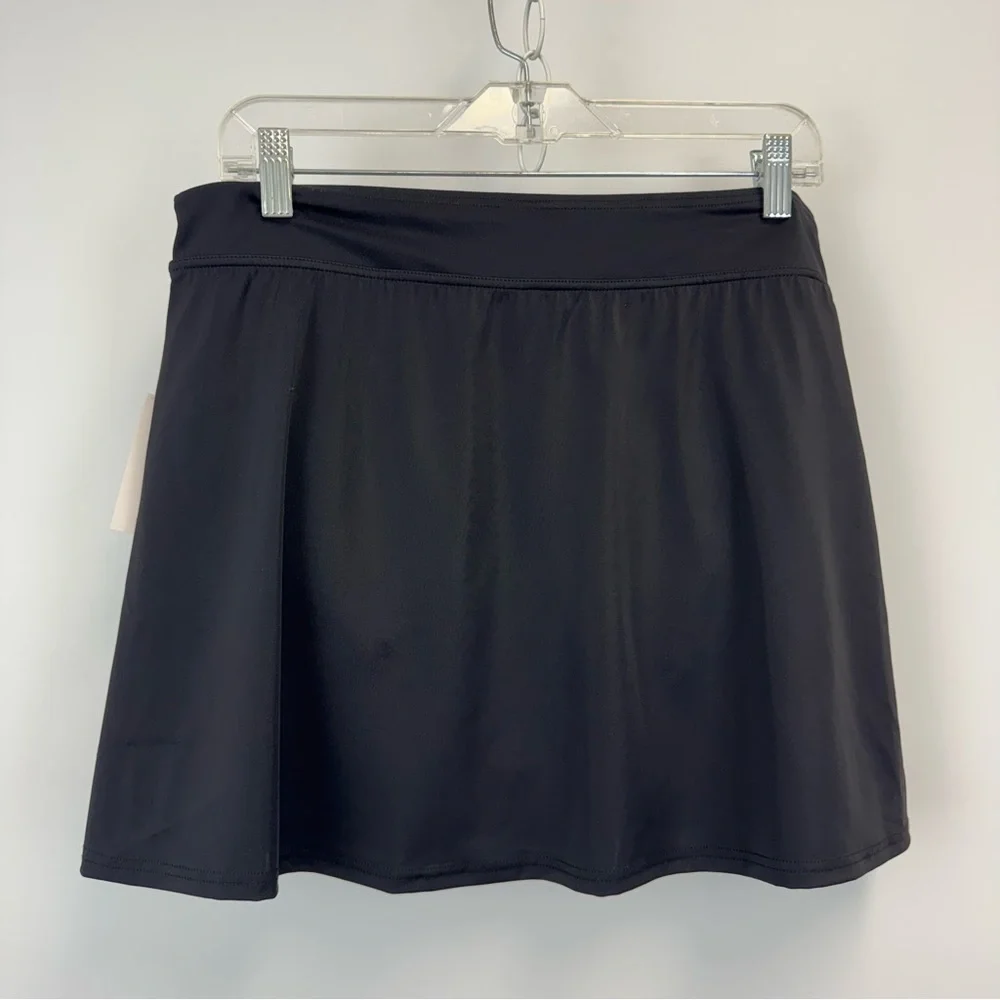 Lands End Black Tummy Control Swim  Skirt‎ Women's Size M NWT